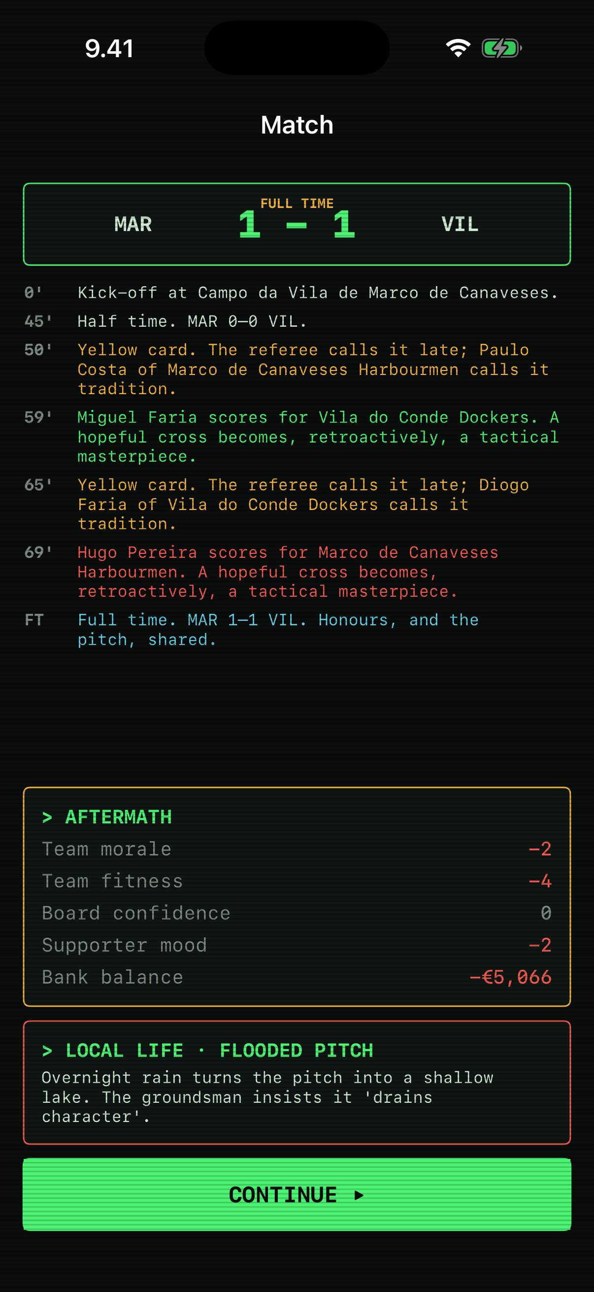 Local Legend FC match result screenshot